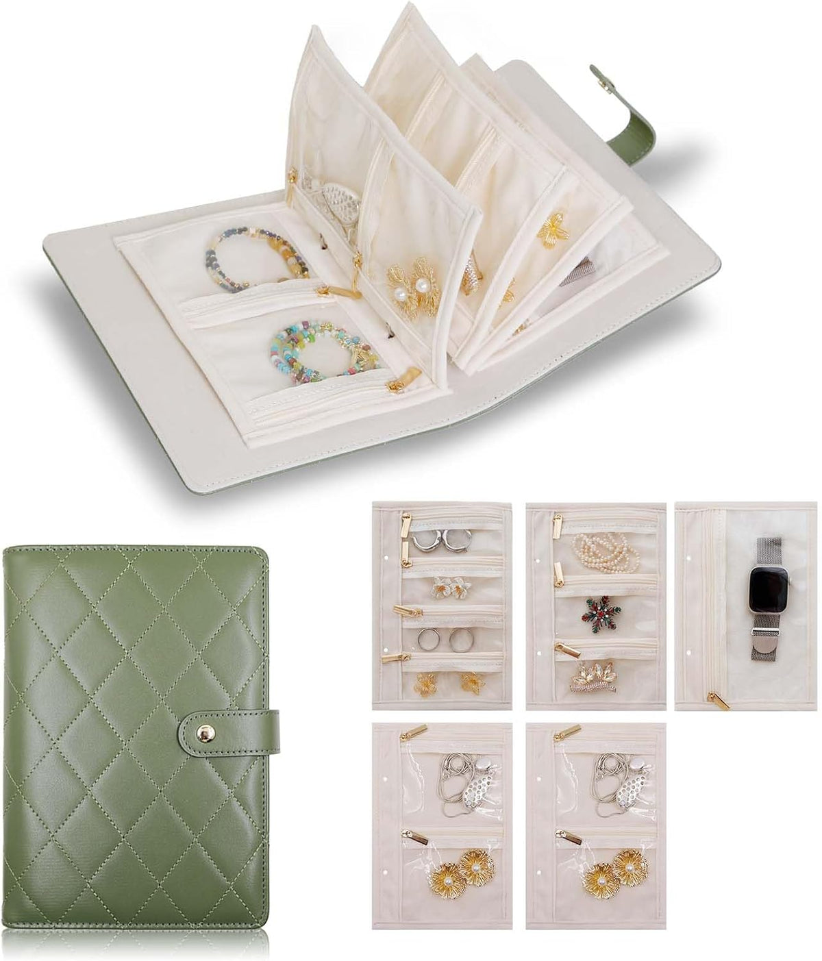Travel Jewelry Organizer Case,Portable Jewelry Organizers Storage Book, Compact Jewelry Roll for Earrings, Rings, Necklaces - Perfect Jewelry Travel Bag for Women